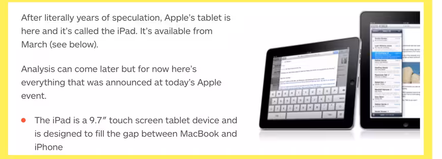 A clipping from our 2010 iPad roundup.