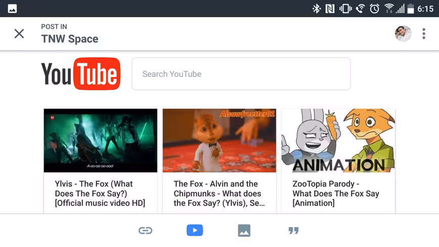 YouTube search, right in the Spaces app