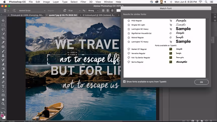 The Match Font tool makes it easy to identify a typeface