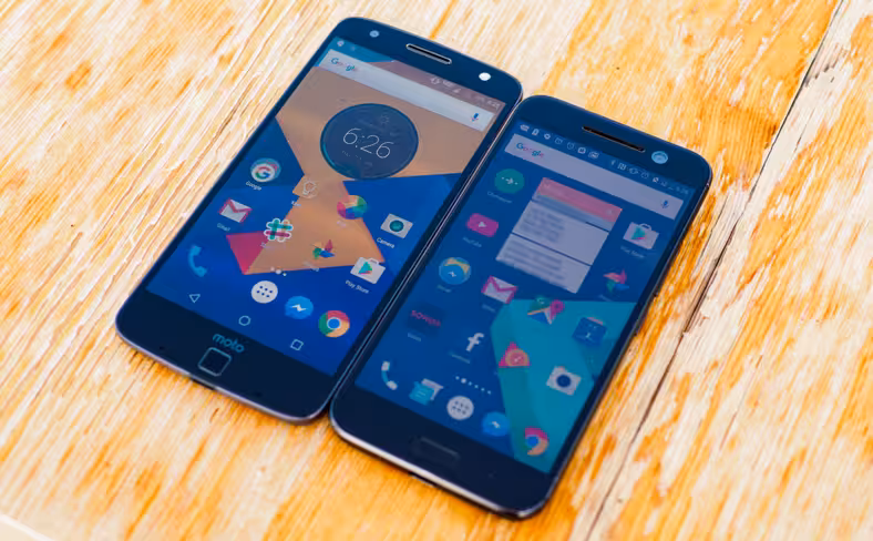 The Moto Z and the HTC 10 both have too-prominent chins, but at least the latter saves space in most apps by using capacitive buttons.