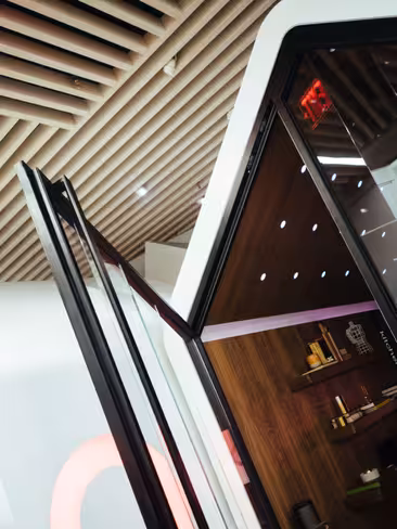 The store is designed for optimal acoustics