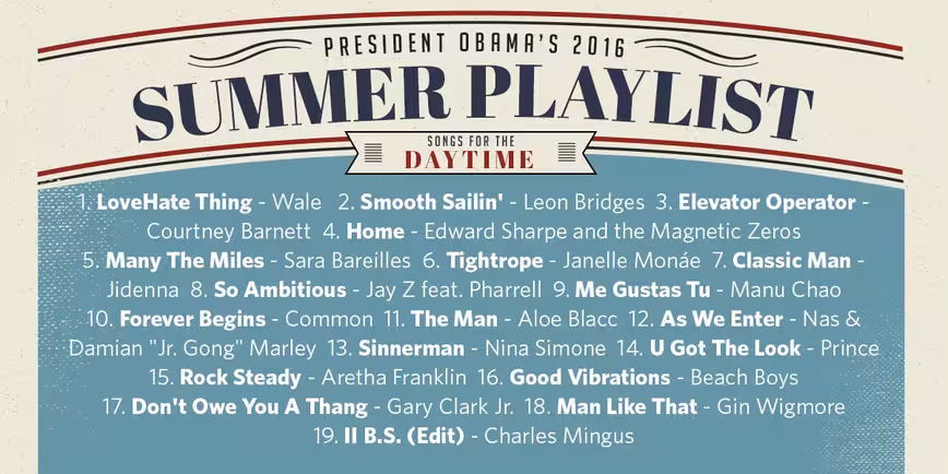 Obama Summer Playlist 2016
