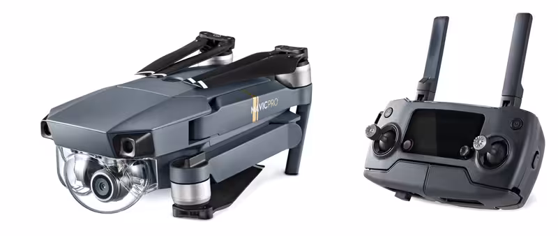 The Mavic Pro with its long-range remote controller