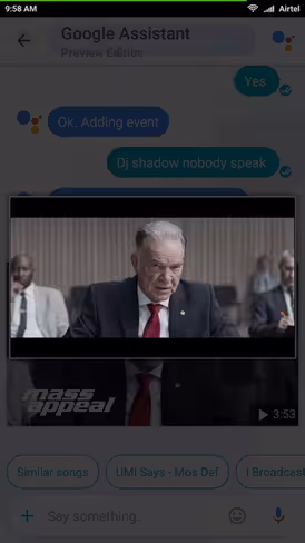 You can watch YouTube videos from shared links in Allo chats