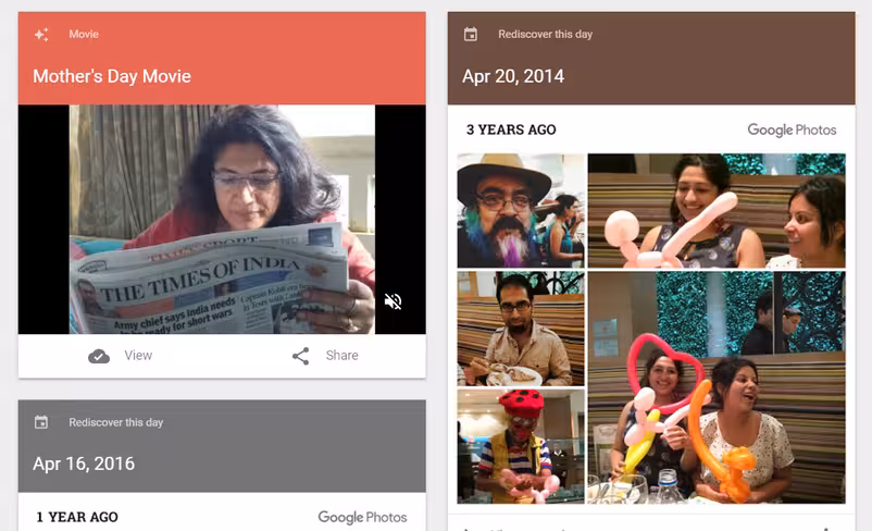 My mum in a Mother's Day clip that Google Photos generated