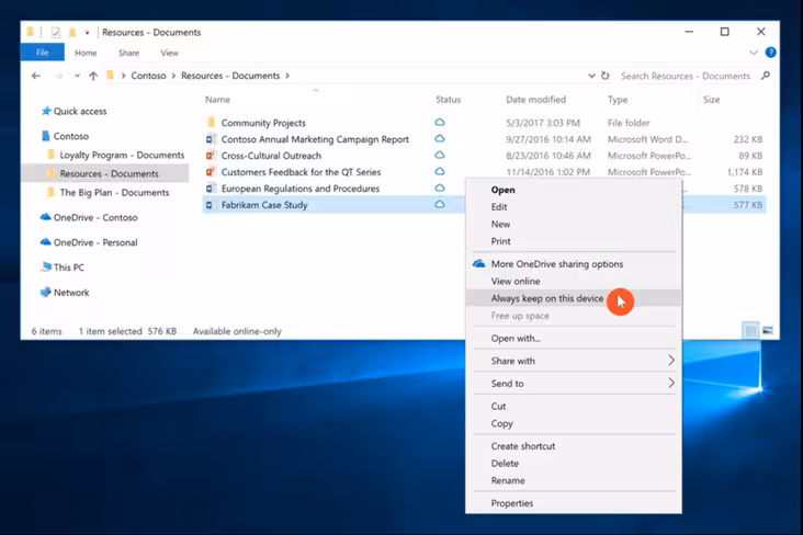 You can choose to save OneDrive files locally with just a couple of clicks