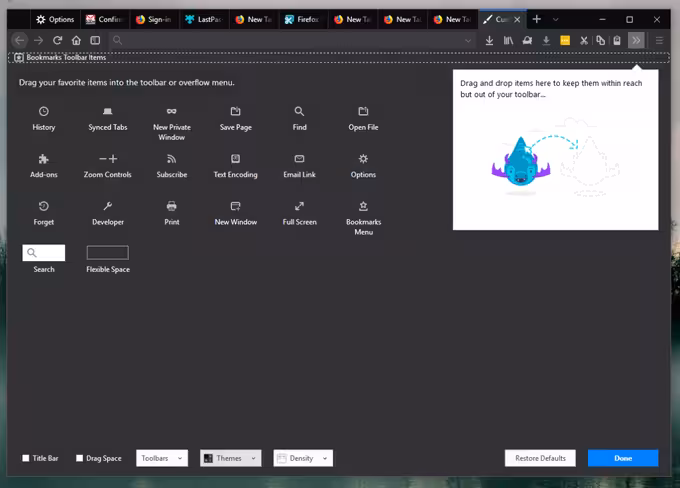 Customize your toolbar, layout and themes
