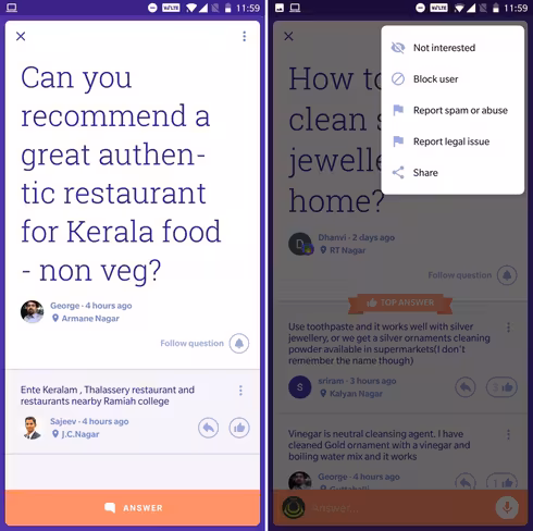 Neighbourly's interface is designed for qucik browsing and ease of use