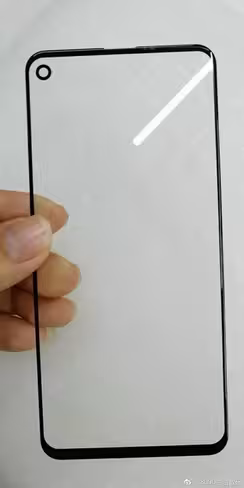 A supposedly leaked image of the screen protector for the upcoming Samsung Galaxy A8s