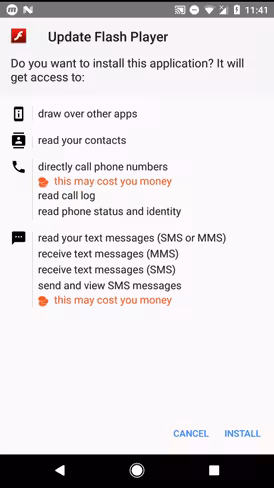 flash update, fake, malware, phising, android, google play