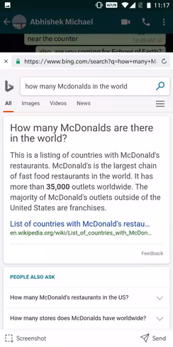 Search the web without leaving your current app, and share the results with a link or screenshot instantly