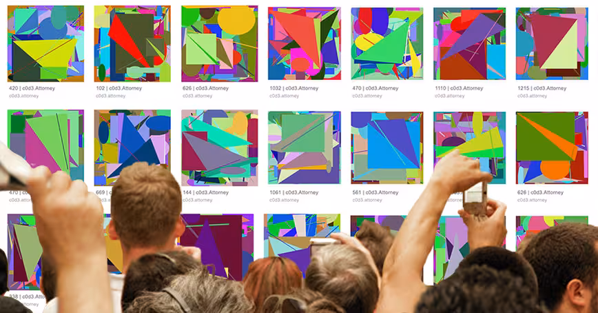 Why does Google show mysterious art when searching two random 4-letter words!