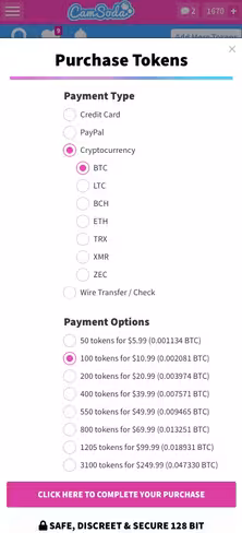 CamSoda cryptopayments