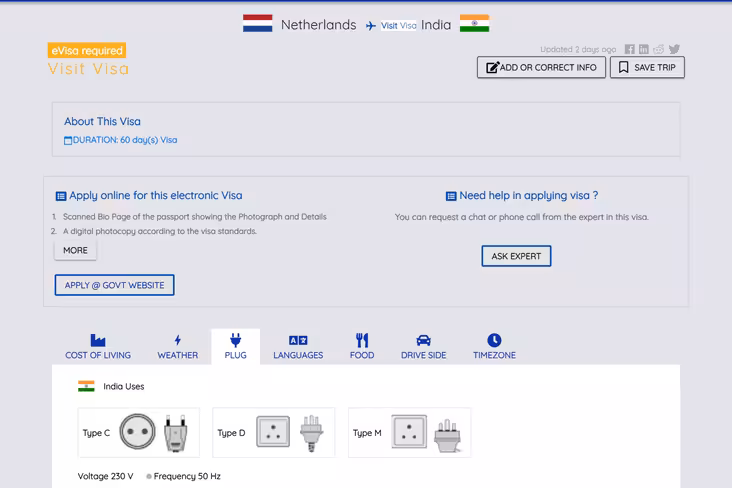 VisaDB surfaces plenty of information about your chosen destination, and it's mostly on point as far as I can tell