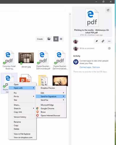 Dropbox now lets you sign PDFs or fax them (yup) from the desktop app