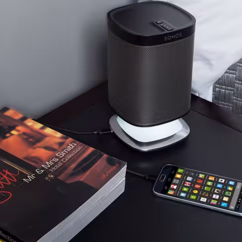 sonos play1 and flexson charging stand bedside