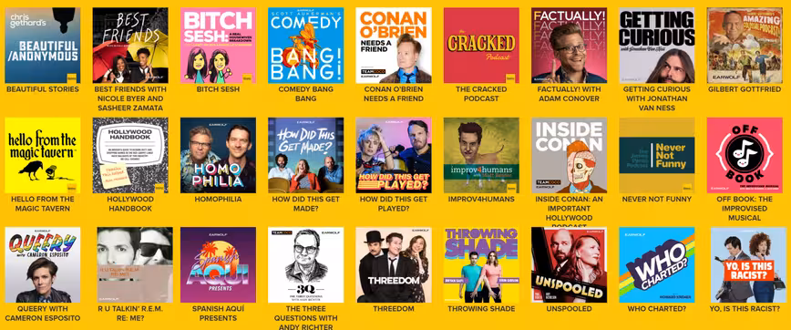 A selection of Earwolf's podcasts