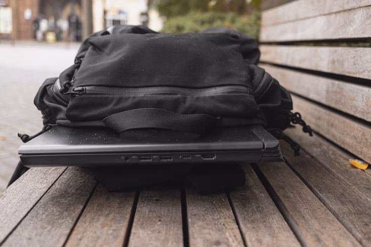 The A model backpack fits a hefty gaming laptop