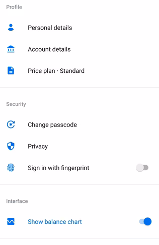 Revolut, app, settings, menu, fintech, bank