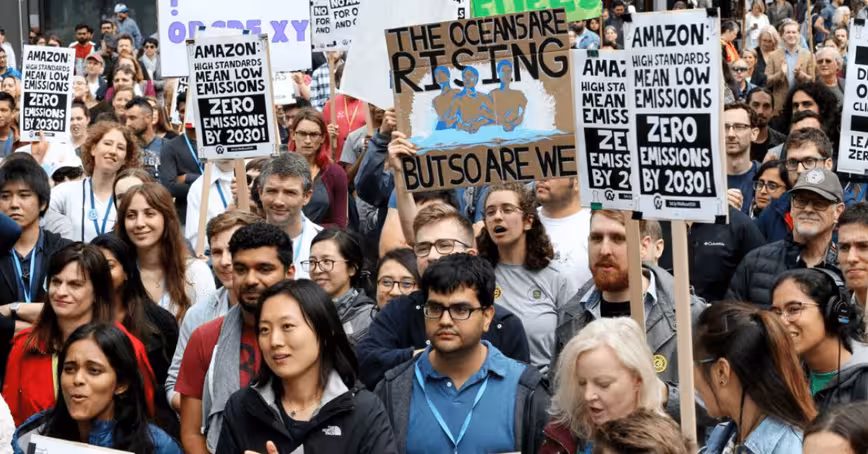 Amazon employees risk their jobs by criticizing the company for its role in climate crisis