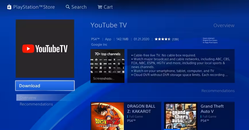 YouTube TV just debuted on the PS4, replacing Vue
