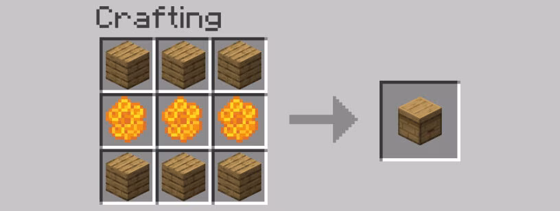 Crafting a bee hive in Minecraft