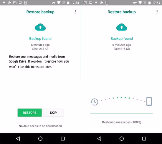WhatsApp, messages, prompt, restore