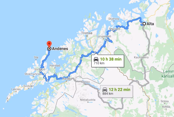 Northern Norway, driving, flying, electric