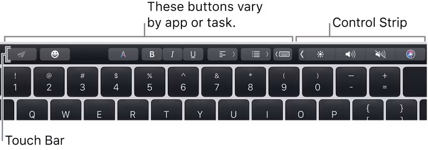 macbook touch bar buttons