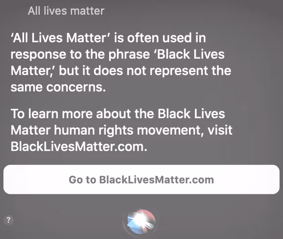 Siri to support black lives matter