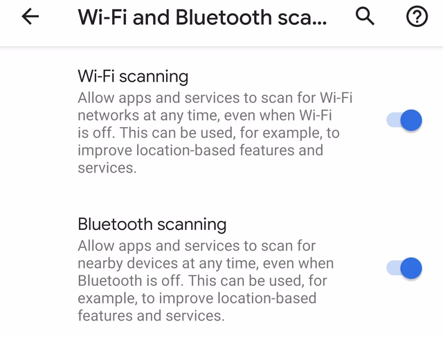 Wi-Fi and Bluetooth scanning