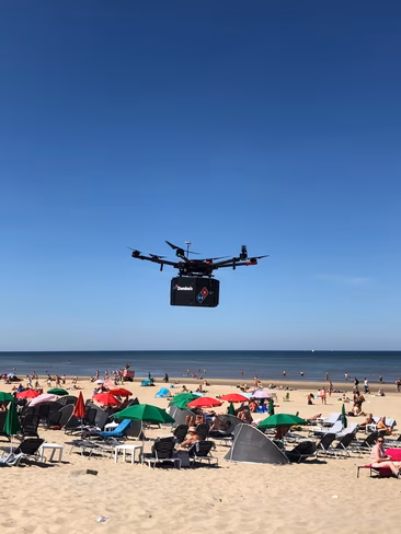 drone, delivery, pizza, domino's