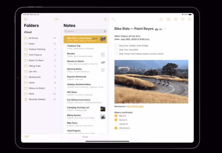 iPadOS 14 notes app
