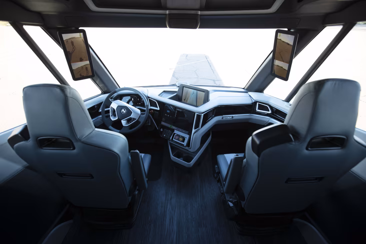 nikola, tesla, truck, two, internal, driver, pilot