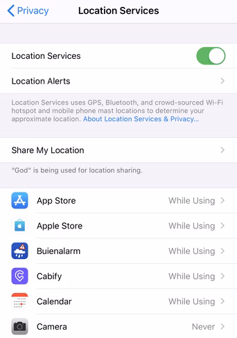 turn off location services ios