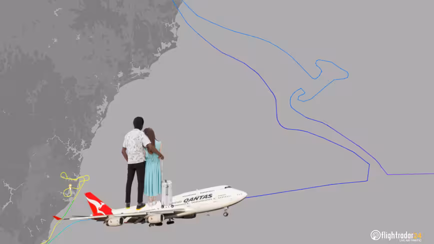 Qantas’ last ever 747 flight bids farewell by drawing a giant kangaroo in the sky