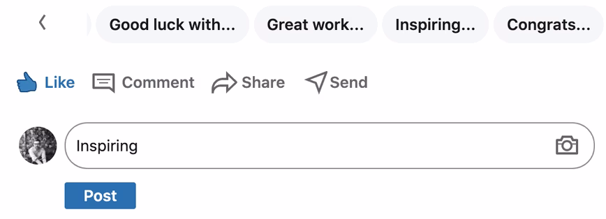 LinkedIn automated message suggestion