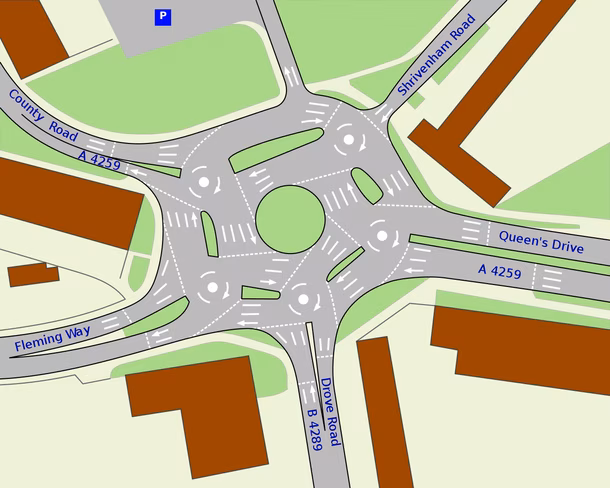 swindon, roundabout, car, tesla, autopilot
