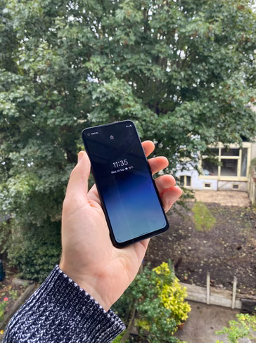 google pixel 4a front hand outside