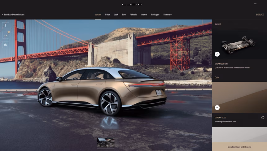 lucid, air, car, configurator