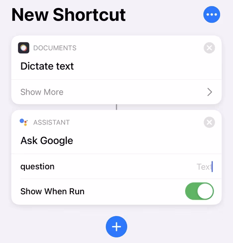 new shortcut google assistant on iOS