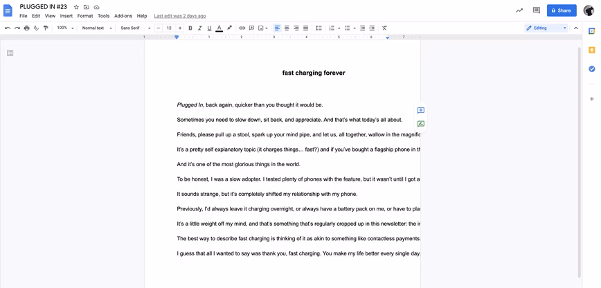 Google Docs acting weird article text runs off screen