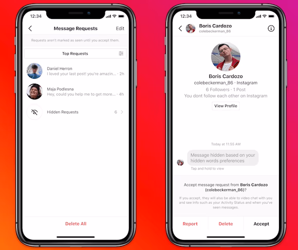 Instagram will now filter DM requests that contain offensive language