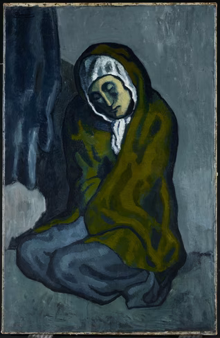 The Crouching Beggar is a major work from Picasso's Blue Period.