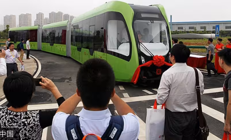 Is China’s autonomous trackless train just a glorified bus? Yeah, pretty much