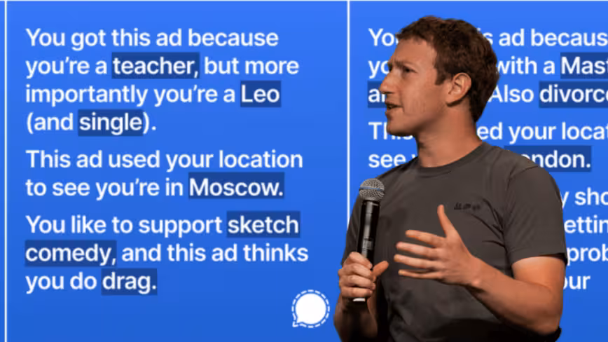 Signal’s smartass ad exposes Facebook’s creepy data collection