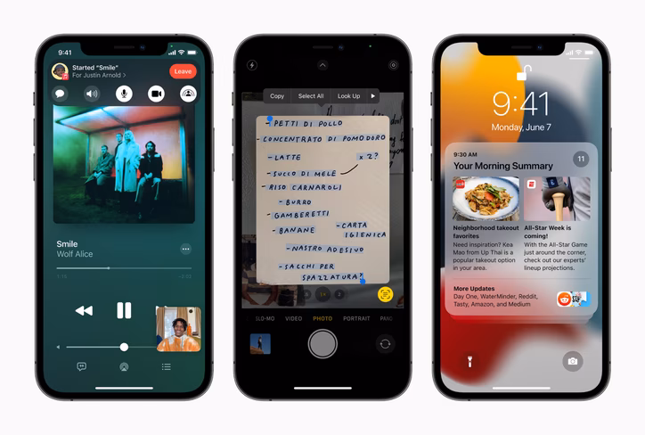 New features coming to iOS 15, including shareplay in FaceTime, Live Text, and the new notifications design