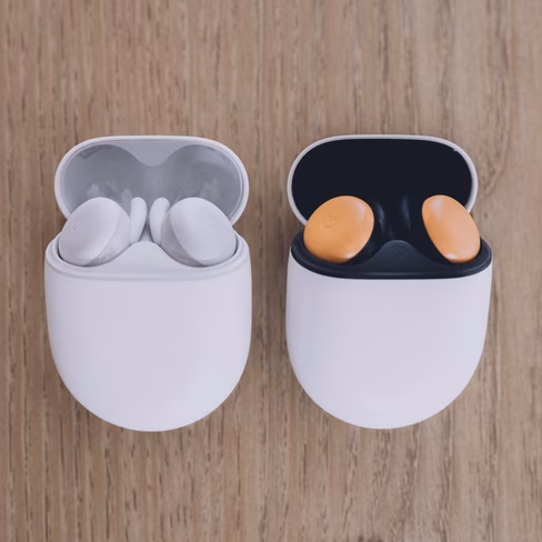 Pixel Buds A-Series (left) vs 2020 Pixel Buds (right)