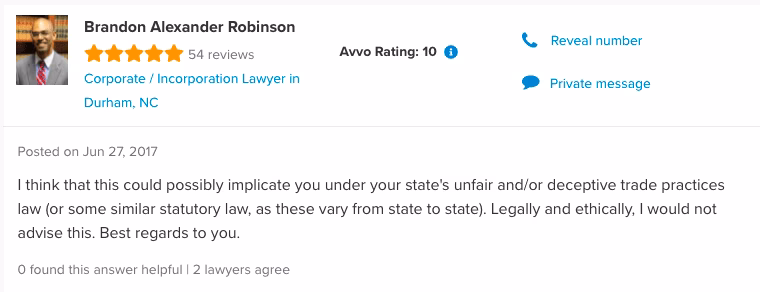 Post by lawyer on Avvo