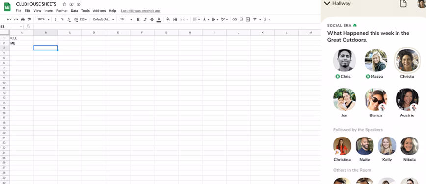 clubhouse clone google sheets example